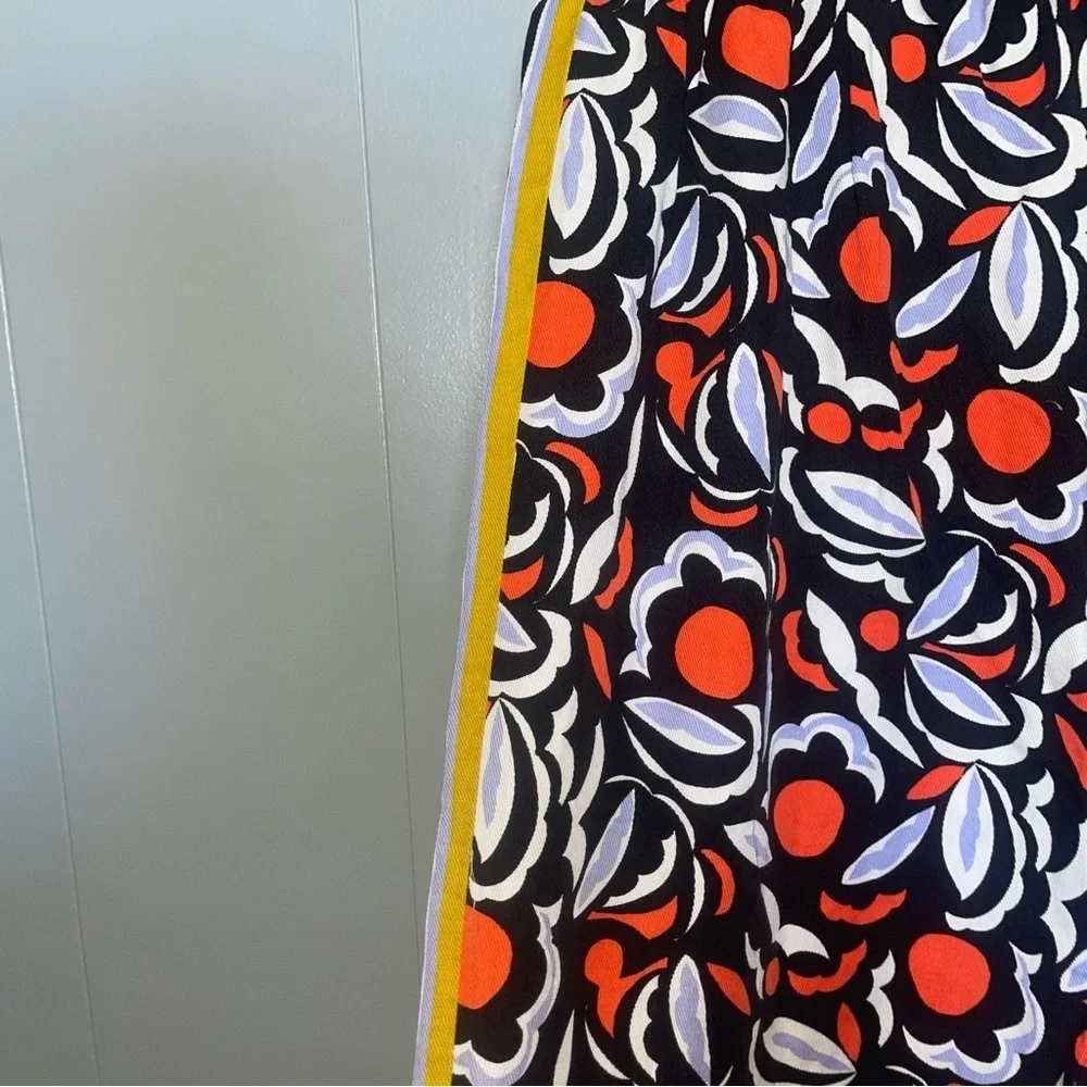 Anthropologie Black Red White Floral Wide-Leg Pants